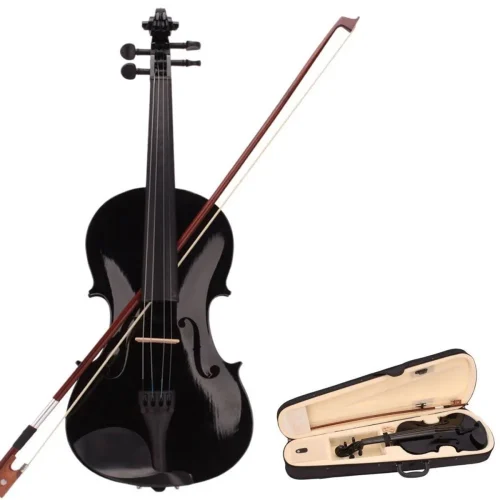 Vioara clasica din lemn Marime 4/4, Negru, toc inclus