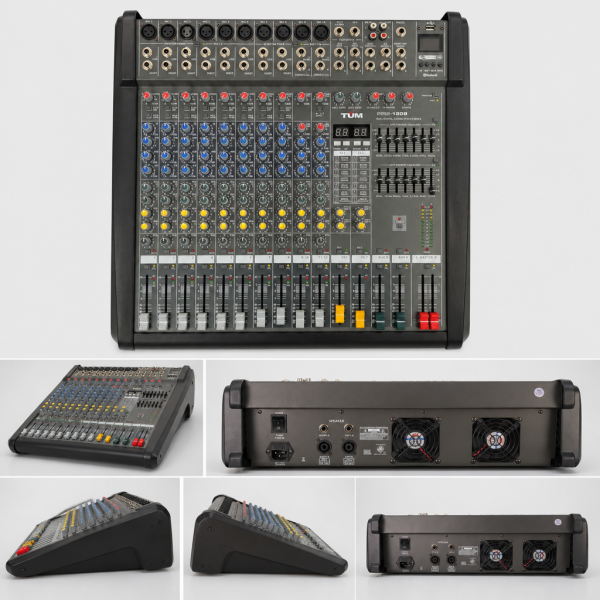 Mixer audio amplificat TUM PPM-1208,acesta este numele _si vreu imaginile individuale-1 Mixer audio amplificat TUM PPM-1208, 2×650W, Bluetooth, USB, efecte DSP