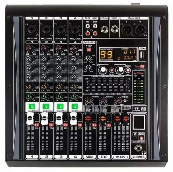 Mixer audio profesional cu amplificare putere 2x250 W