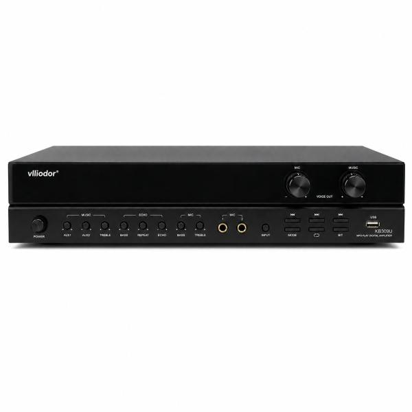 Amplificator Audio Vlliodor KB309U, 2×115W RMS, Bluetooth, USB, FM, Karaoke