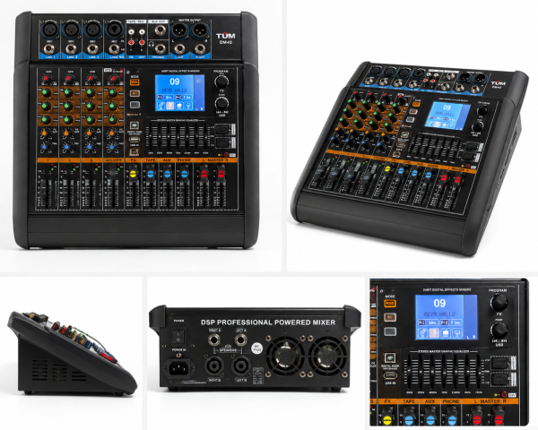 ChatGPT Image 13 aug. 2026, 14_45_25 (2) Mixer audio activ TUM DM40 Bluetooth, USB, Conectare PC , DSP 32