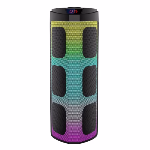 Boxa Portabila , cu Lumini RGB, cu Maner, Putere 40W, MP3, USB, Bluetooth, TF, WIFI, Slot Microfon, Karaoke, Acumulator, Negru