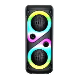 Boxa Portabila cu Lumini RGB, cu Maner, Putere 100W, MP3, USB, Bluetooth, TF, WIFI, Slot Microfon, Karaoke, Acumulator, Negru