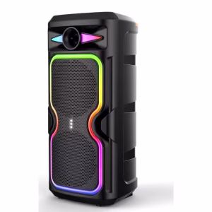 Boxa Portabila cu Lumini RGB, cu Maner, Putere 200W, MP3, USB, Bluetooth, TF, WIFI, Slot Microfon, Karaoke, Acumulator, Negru