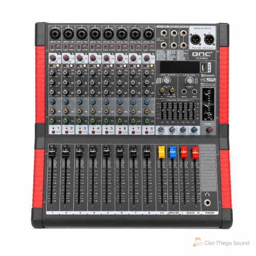 Mixer Audio BMG TX-8 MP3, 8 Canale, USB, MP3, Bluetooth, Efecte Audio