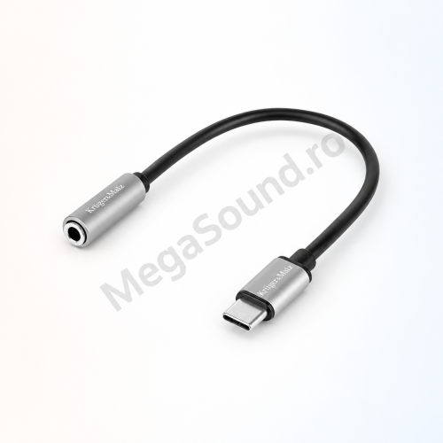Cablu adaptor USB-C tată – Jack 3,5 mm mamă Krüger&Matz, 17,5 cm