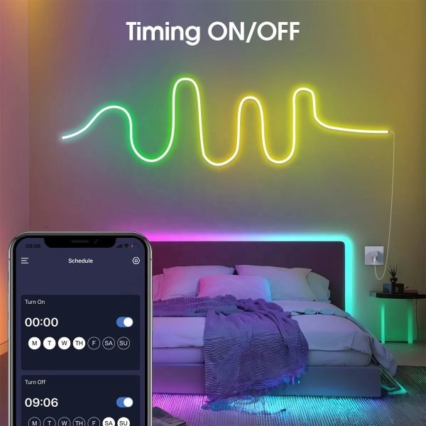 Bandă LED Neon RGB-Magic  5 Metri, Control Smart și Efecte Dinamice