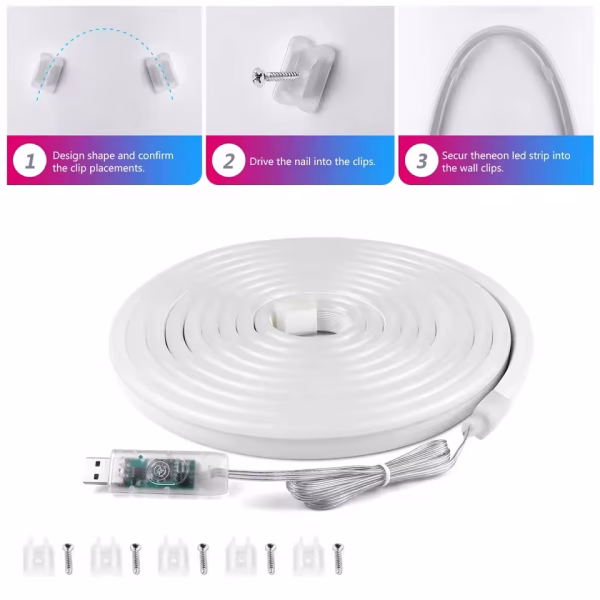 Bandă LED Neon RGB-Magic  5 Metri, Control Smart și Efecte Dinamice