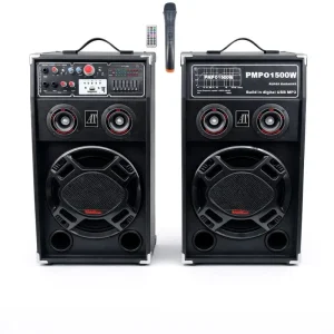 Set 2 Boxe  Active AT Performance AT-284, 1500W PMPO,12 Inch, Bluetooth, USB, AUX, Karaoke