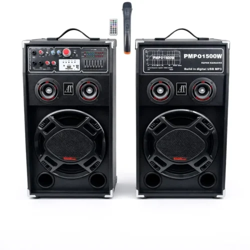 Set 2 Boxe  Active AT Performance AT-284, 1500W PMPO,12 Inch, Bluetooth, USB, AUX, Karaoke
