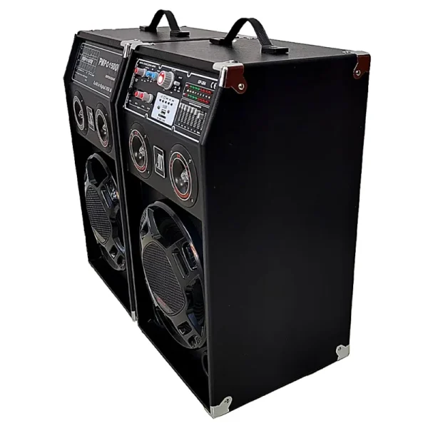 Set 2 Boxe  Active AT Performance AT-284, 1500W PMPO,12 Inch, Bluetooth, USB, AUX, Karaoke