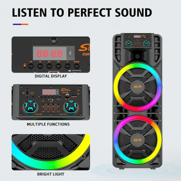 b6c9ccde-9831-4234-b4bd-9c46337650af Boxă Portabilă AT Performance 12” x2, 6000mAh, Bluetooth, RGB , DSP, Microfon Wireless – Super Bass