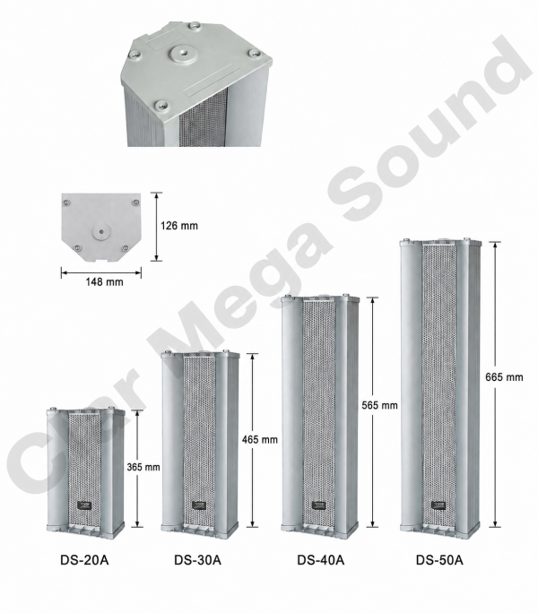 Boxă Coloană TADS DS‑50A, 50W, Linie 70–100V, 5 Difuzoare de 104 mm